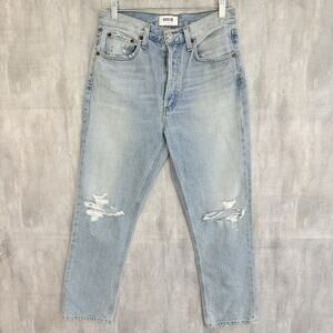 Agolde Riley Jeans Size 27 Light Wash Formula Button Fly High Rise Straight Crop